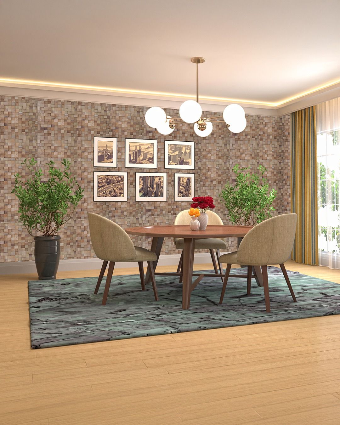 Teak Tiny block wall panel