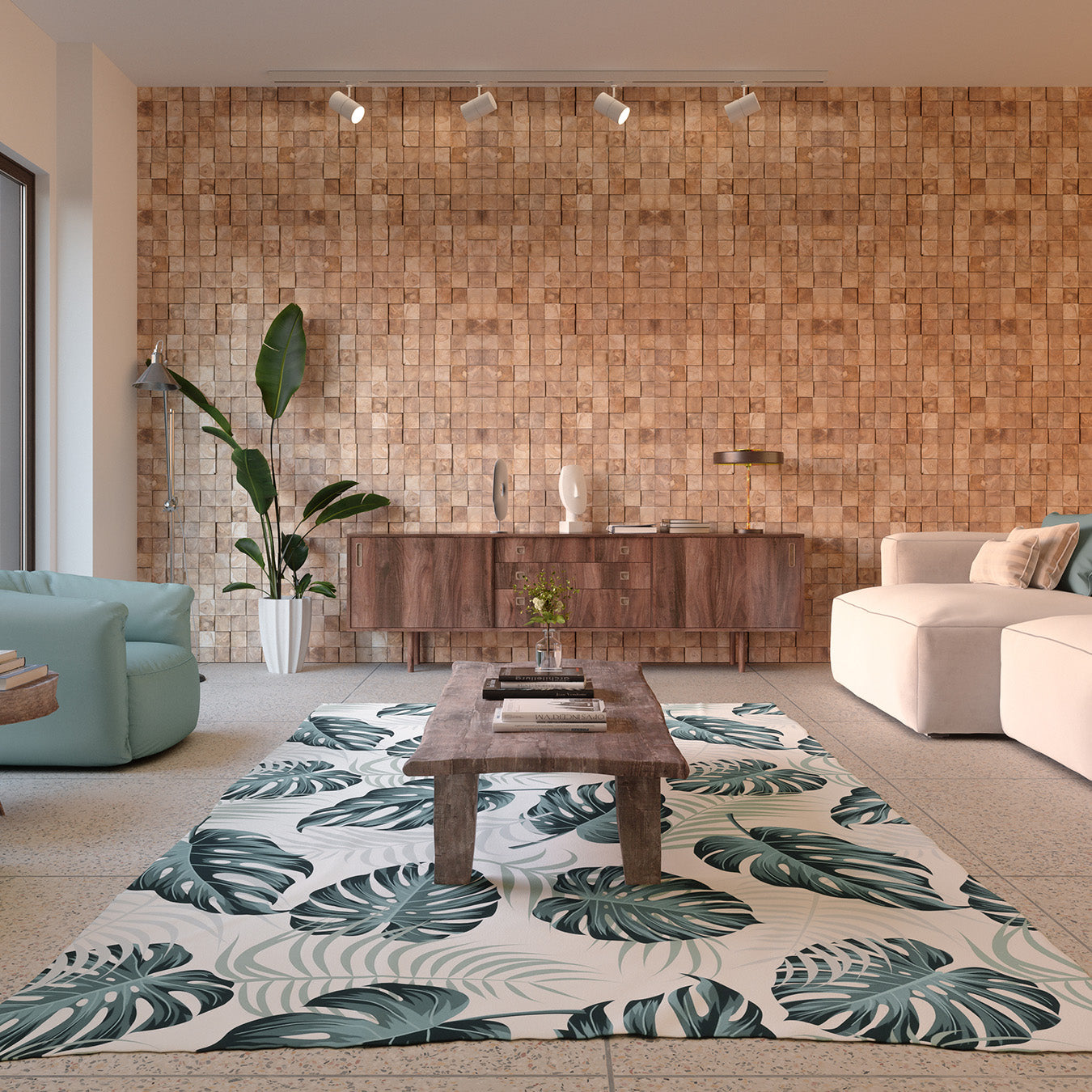 Handcrafted Teak Tiny Block 3D Wall Panels for Stylish Interiors – Java ...